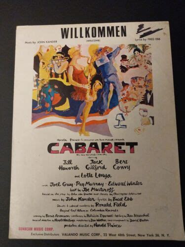 Willkommen Welcome 1966 Vintage Sheet Music Cabaret Musical Fred Ebb