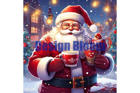 Santa Drinking Hot Cocoa Funny Clipart Graphic By Design BLOOM Creative Fabrica