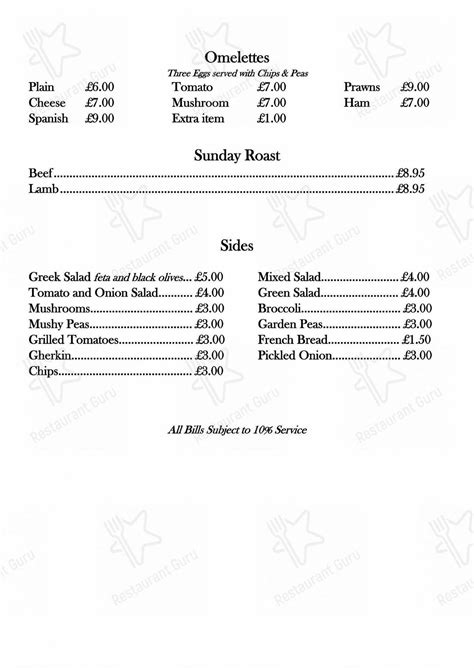 Menu at Melrose restaurant, Brighton