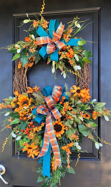 Fall Wreath Double Door Fall Wreath Hydrangea Wreath Front Door