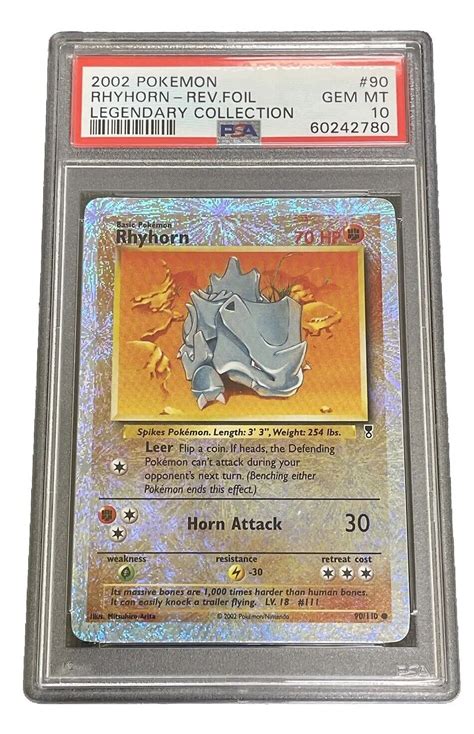 Pokemon Legendary Collection Rhyhorn Reverse Foil Psa Ebay