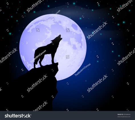 Wolf Howling Moonlight Stock Vector 83368444 - Shutterstock