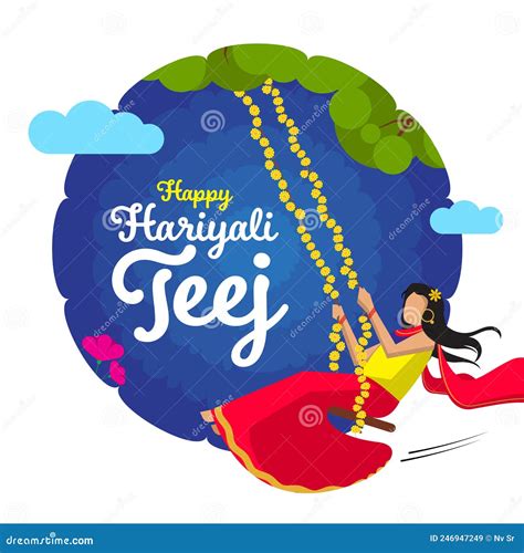 Hariyali Teej Hindu Festival Greeting Card Background Royalty Free