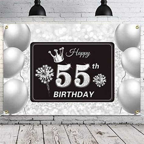 Hamigar 6x4ft Happy 55th Birthday Banner Backdrop 55 Years Old Birthday