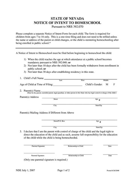 Nevada Homeschool Fill Out Sign Online Dochub