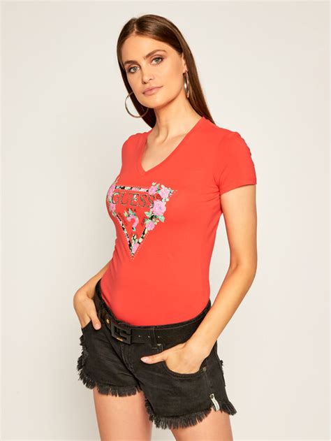 Guess T Shirt Britney W0YI85 J1300 Czerwony Slim Fit Modivo Pl