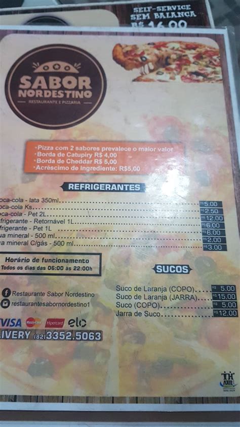 Menu Em Restaurante Sabor Nordestino Forene Macei Av Lourival Melo Mota