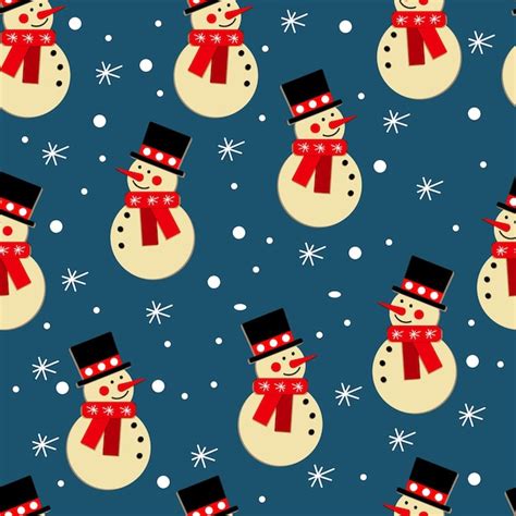 Premium Vector Seamless Pattern Cute Snowmen On A Background With