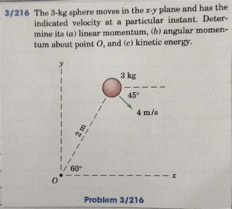 Solved 3 216 The 3 Kg Sphere Moves In The X Y Plane And Has Chegg