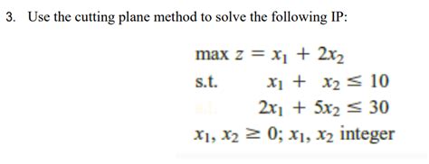 Solved 3. Use the cutting plane method to solve the | Chegg.com