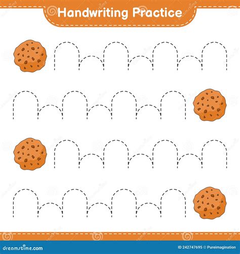 Handwriting Practice. Tracing Lines of Cookie Stock Vector ...