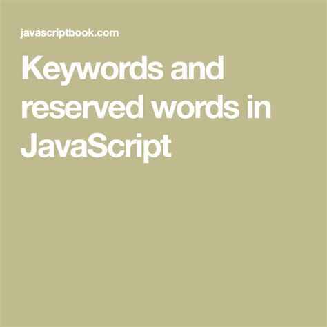 Keywords And Reserved Words In Javascript Words Keywords Javascript