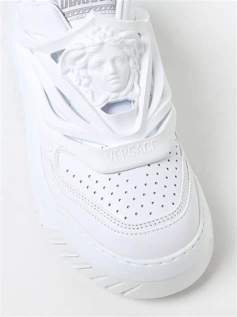 Versace Odissea Sneakers In Leather With Medusa White Versace