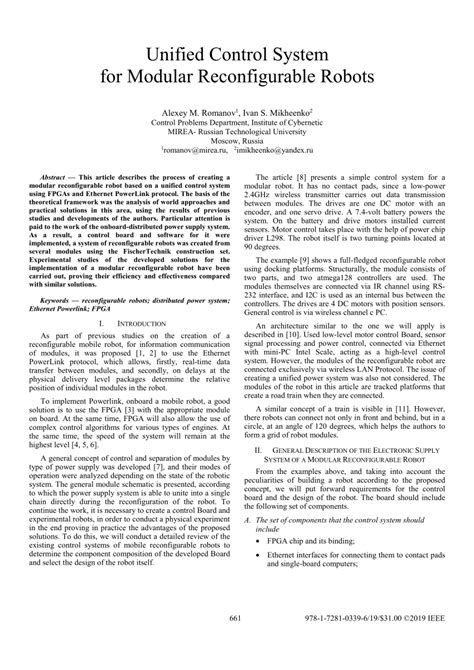Pdf Unified Control System For Modular Reconfigurable Robots