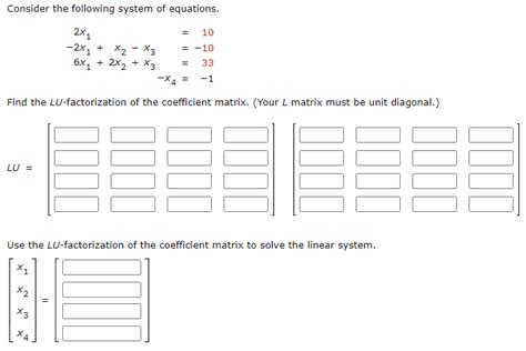Solved Consider the following system of equations. 2x + y = | Chegg.com 
