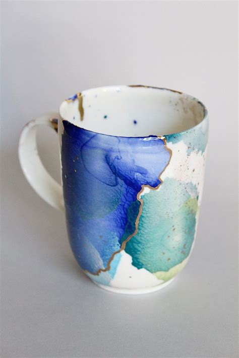 Large Bluish Mug Tea Lovers Cup Colorful Big Mug Light Porcelain Mug