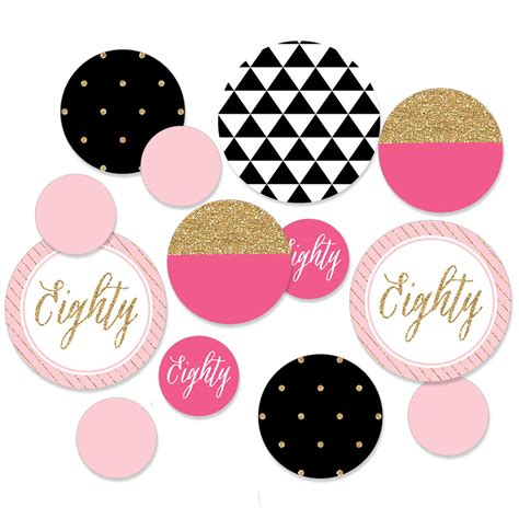 Big Dot Of Happiness Chic 80th Birthday Pink Black And Gold Birthday Party Giant Circle