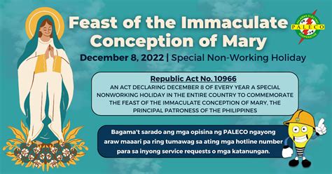 Special Non Working Holiday Feast Of The Immaculate Conception Of Mary Sa Buong Bansa