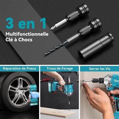 Uaoaii Cl Chocs Sans Fil Brushless Boulonneuse Choc Electrique