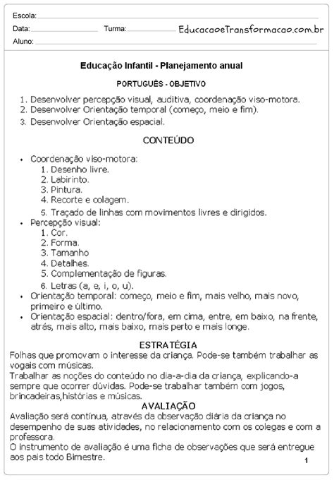 Plano De Aula Modelos De Planos De Aula E Exemplos Plano Anual