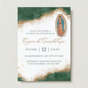 Invitación editable Virgen De Guadalupe Invitación Virgen María