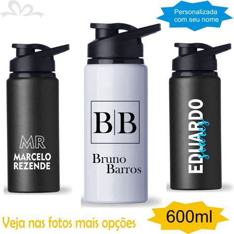 Garrafa Alumínio Personalizada Nome Sobrenome 600ml Acerte no Presente