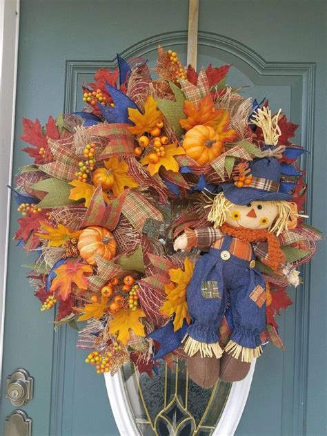 Fall Wreath Scarecrow Wreath Fall Wreath For Front Door Etsy