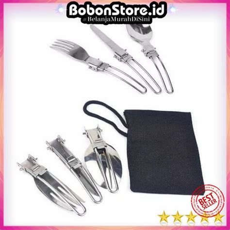 Jual Knifezer Sendok Garpu Lipat Portable Stainless Steel Aotu Shopee