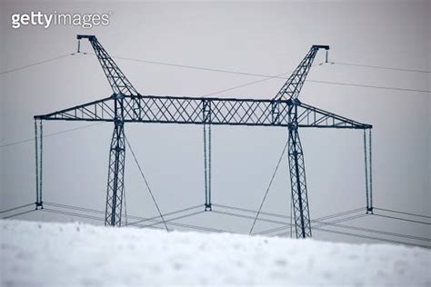 High Voltage Tower With Electric Power Lines Transfening Electrical