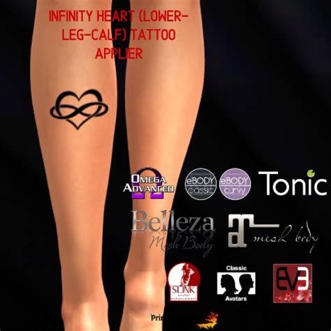 Second Life Marketplace Infinity Heart Lower Leg Calf Tattoo