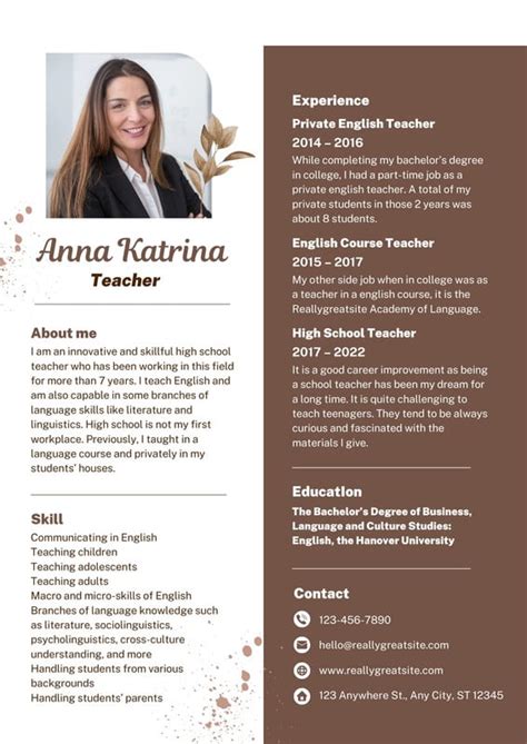 Free Editable Teacher Resume Templates Canva