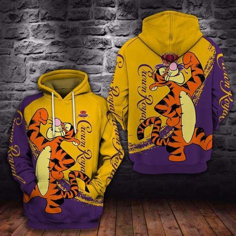 Disney Winnie The Pooh Tigger Crown Royal 3d Zip Hoodie Teeruto