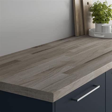 Howdens 3m X 38mm Bullnose Authentic Grey Oak Block Effect Laminate Worktop Howdens