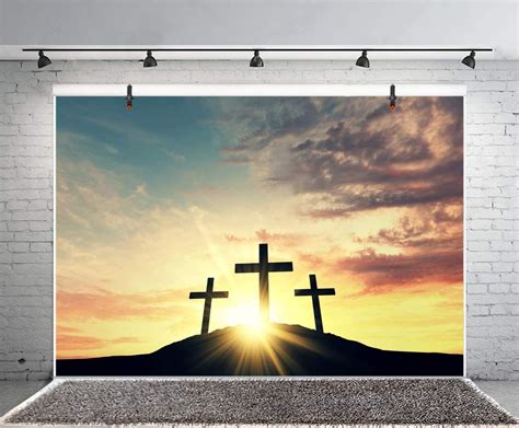 Baocicco Vinyl X Ft Backdrop Jesus Christ Cross Sunrise Photography