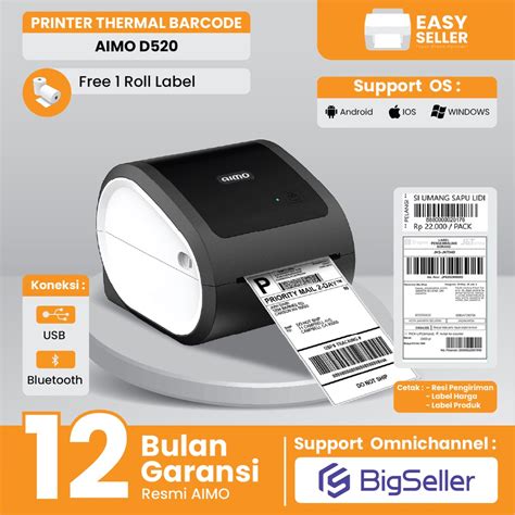 Jual Printer Barcode Thermal D520 Support USB Bluetooth Cetak Label