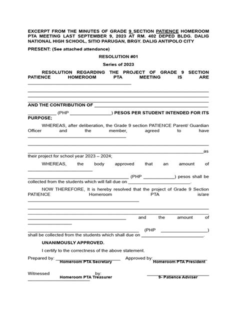 Resolution Hrpta Project Template Pdf