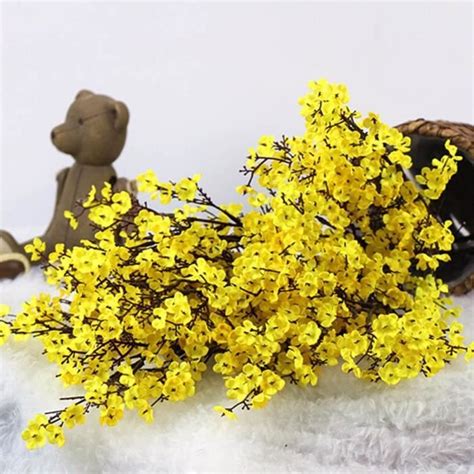 Jaune Fleurs De Cerisier Gypsophila Artificielles Fausses Fleurs