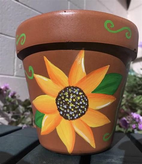 Sunflower Painted Flower Pot Flower Pot Sunflower Painted - Etsy ...