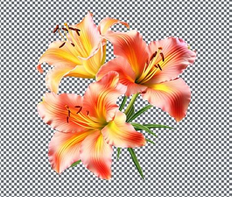 Premium Psd Beautiful Daylilies Isolated On Transparent Background