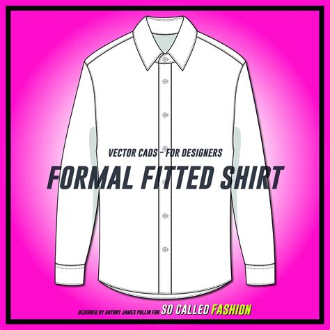 Formal Fitted Shirt Svg Vector Cad Mens Shirt Technical Drawing Flat