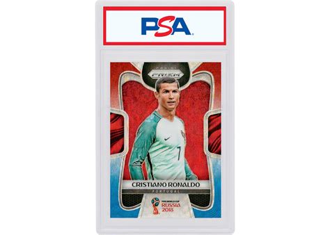 Cristiano Ronaldo 2018 Panini Prizm World Cup Redblue Wave 154 Psa