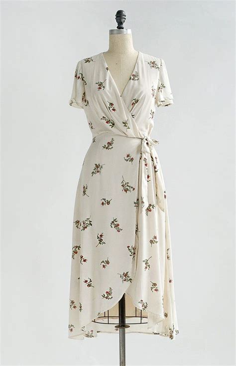 Vintage Inspired Floral Wrap Dress Feminine Floral Dresses Besotted