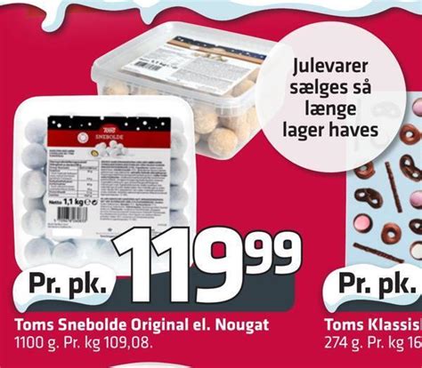 Toms Snebolde Original El Nougat Tilbud Hos Fleggaard