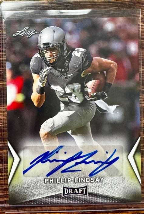 Leaf Draft Autographs Gold Ba Pl Phillip Lindsay Au Rc For