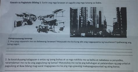 Gawain Sa Pagkatuto Bilang Suriin Ang Mga Larawan At Sagutin Ang Mga