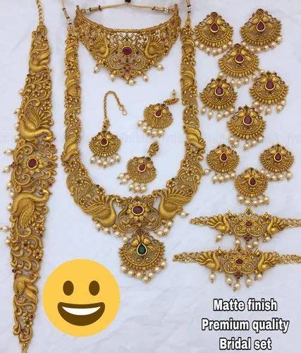 Brass Base Golden Matt Finish Bridal Jewellery Set Box At Rs