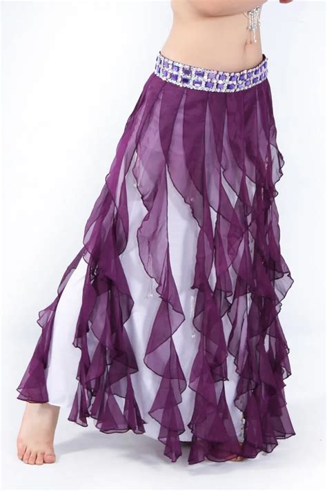 Hand Made Belly Dance Skirts Chiffon Color Stripes Skirt Belly Dancing Costume Elegant Dance