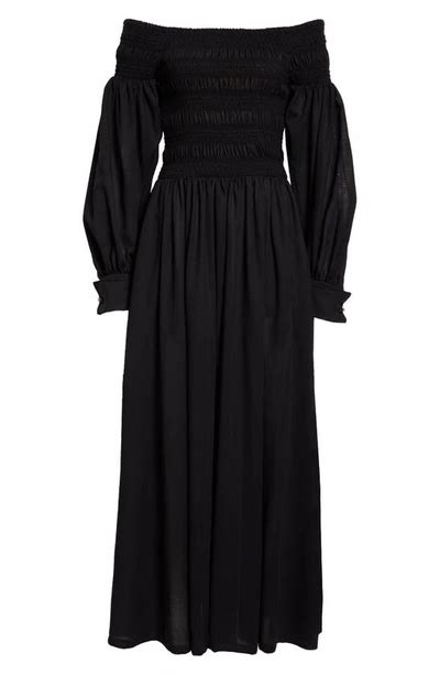 Max Mara Off The Shoulder Wool Dress In Black Modesens Gb