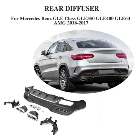 Pp Car Rear Bumper Lip Spoiler Diffuser With Exhaust Muffler Tips For Mercedes Benz Gle Class