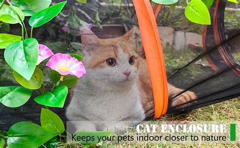 Kucdbun Outdoor Cat Enclosures Cat Tent With Leaves 6 In